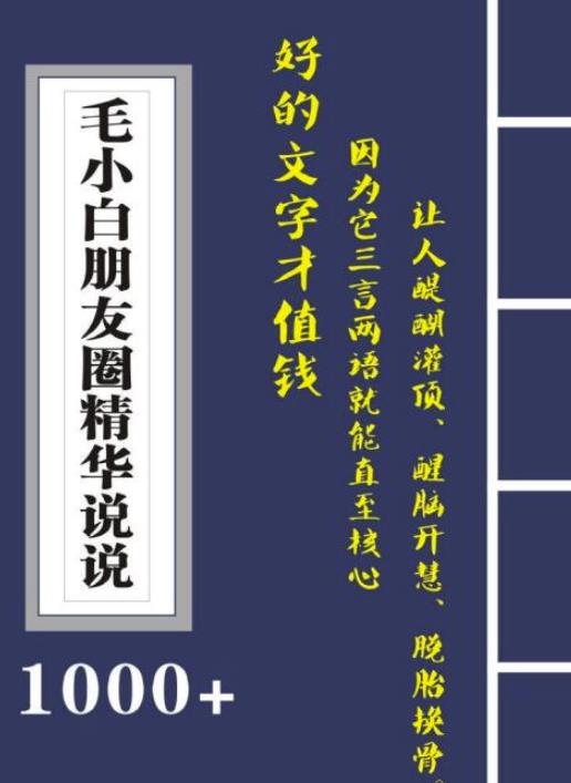 毛小白内容合集《朋友圈说说精华1000 》好的文字才值钱（第1部 2部）插图