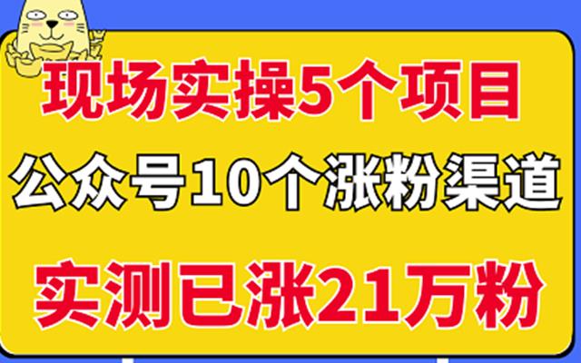 现场实操5个公众号项目，10个涨粉渠道，实测已涨21万粉！插图