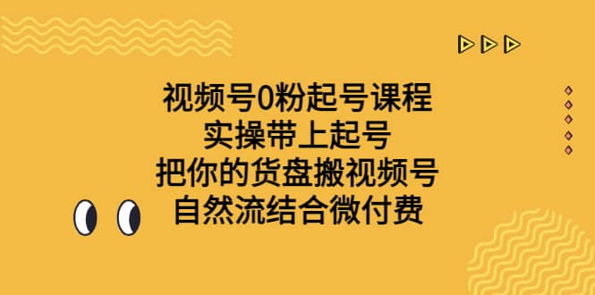 视频号0粉起号课程 实操带上起号 把你的货盘搬视频号 自然流结合微付费