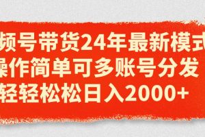 视频号带货24年最新模式，操作简单可多账号分发，轻轻松松日入2000+